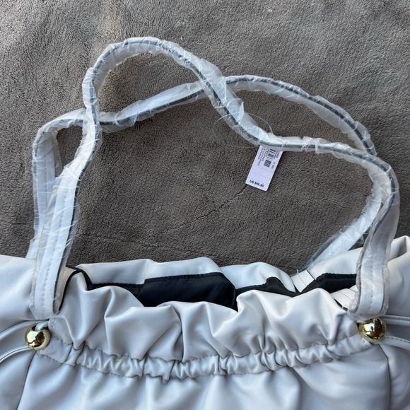 NWT Victoria's Secret Faux Leather Tote Bag Purse, Off-White - Picture 7 of 8